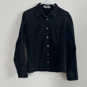 Vintage Black 100 percent Cotton Button-Down Shirt